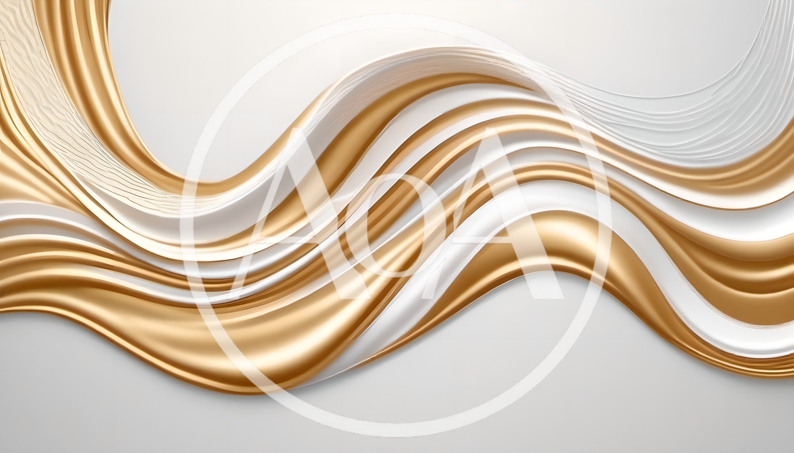 Abstract Gold And White Fluid Wave Background