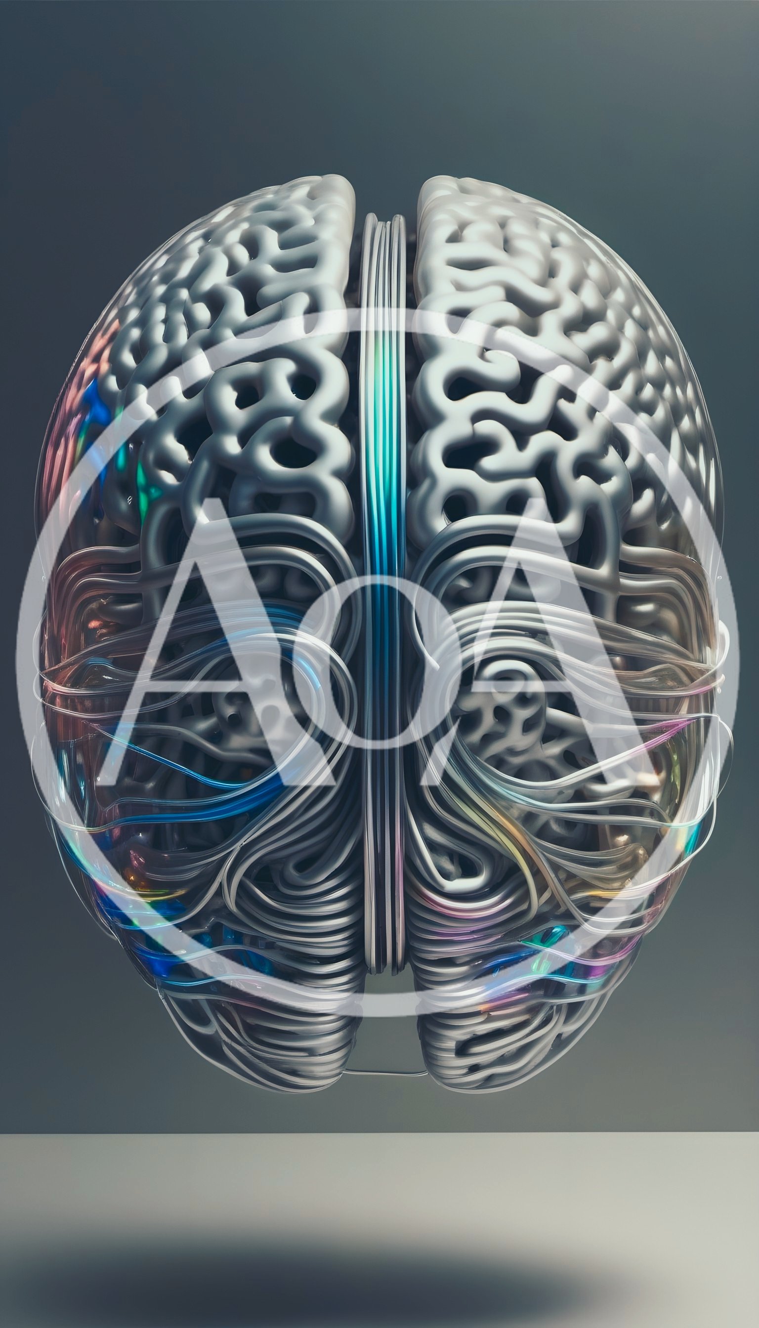 Abstract Metallic Human Brain With Fiber Optic Connections