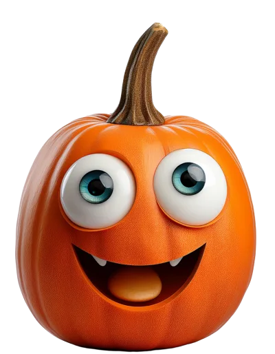 3D Rendered Cartoon Pumpkin With Googly Eyes