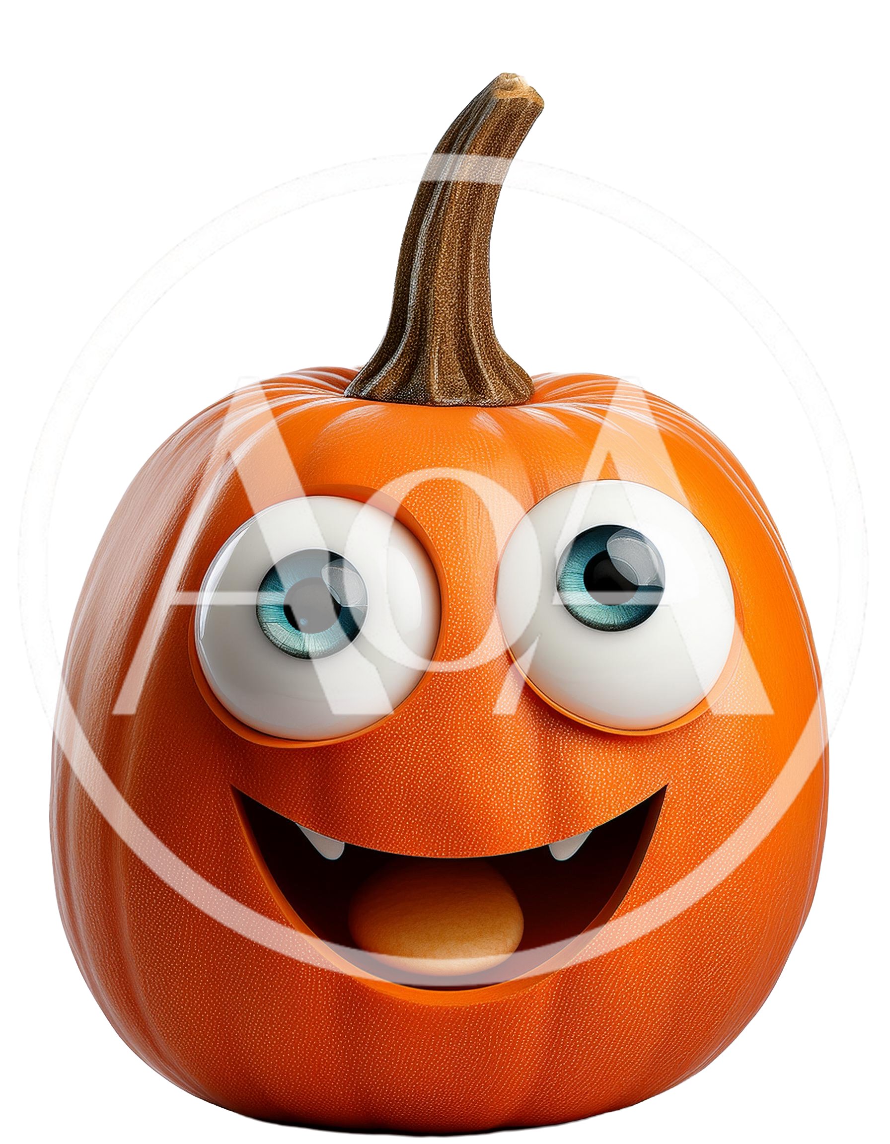 3D Rendered Cartoon Pumpkin With Googly Eyes