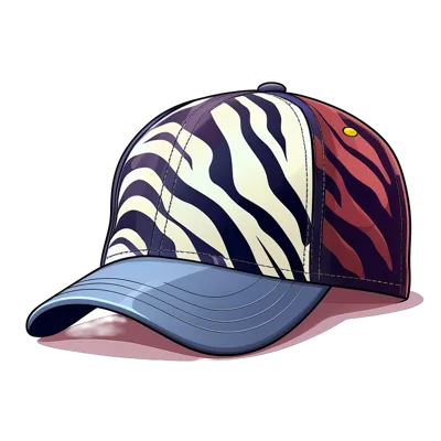 Illustrated Baseball Cap With Zebra And Tiger Print