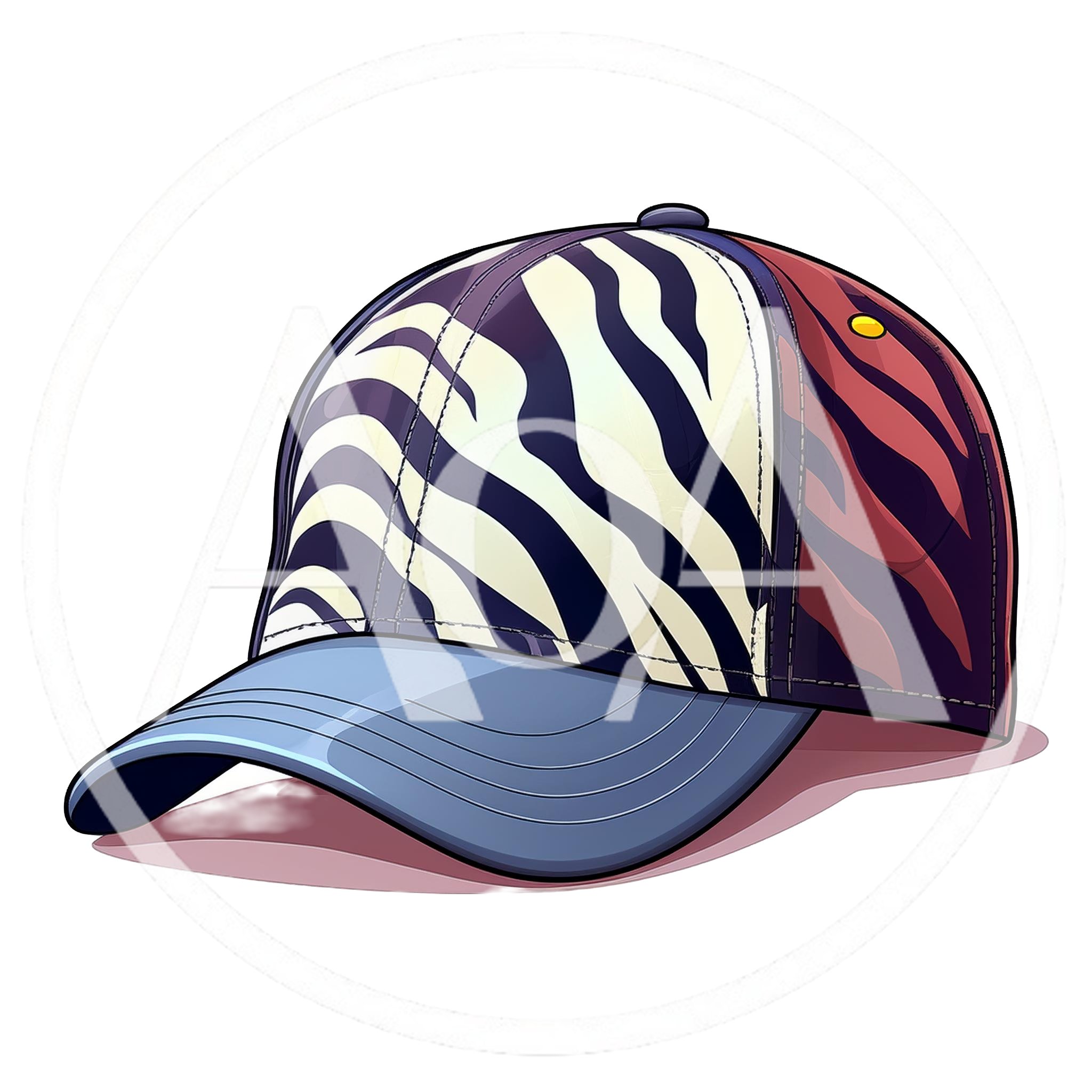 Illustrated Baseball Cap With Zebra And Tiger Print