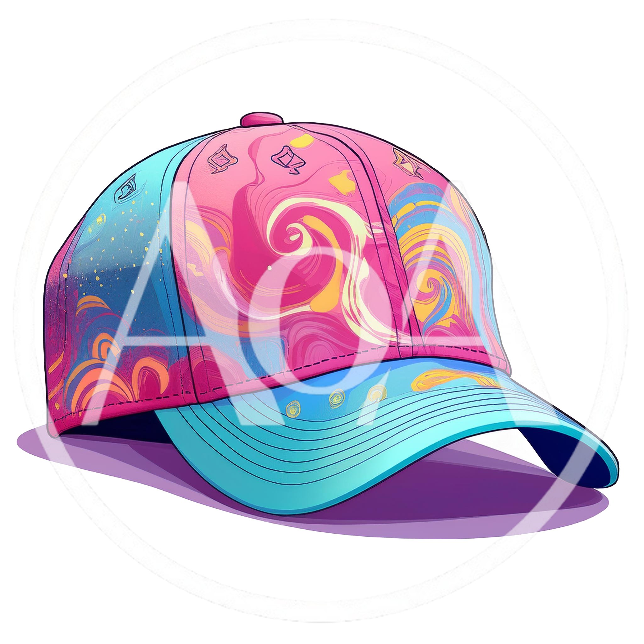 Psychedelic Swirl Pattern Baseball Cap Illustration