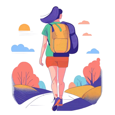 Woman Hiking With Backpack On A Scenic Trail