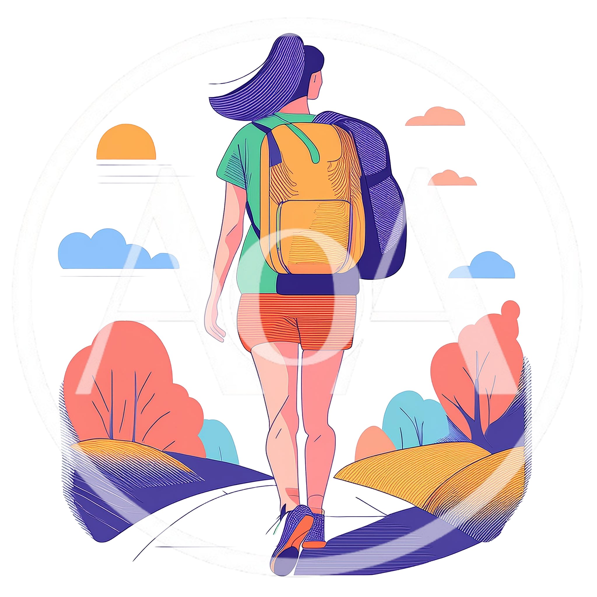 Woman Hiking With Backpack On A Scenic Trail