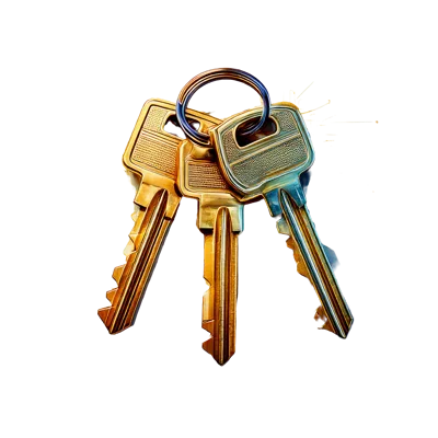 Three Brass Keys On A Metal Ring