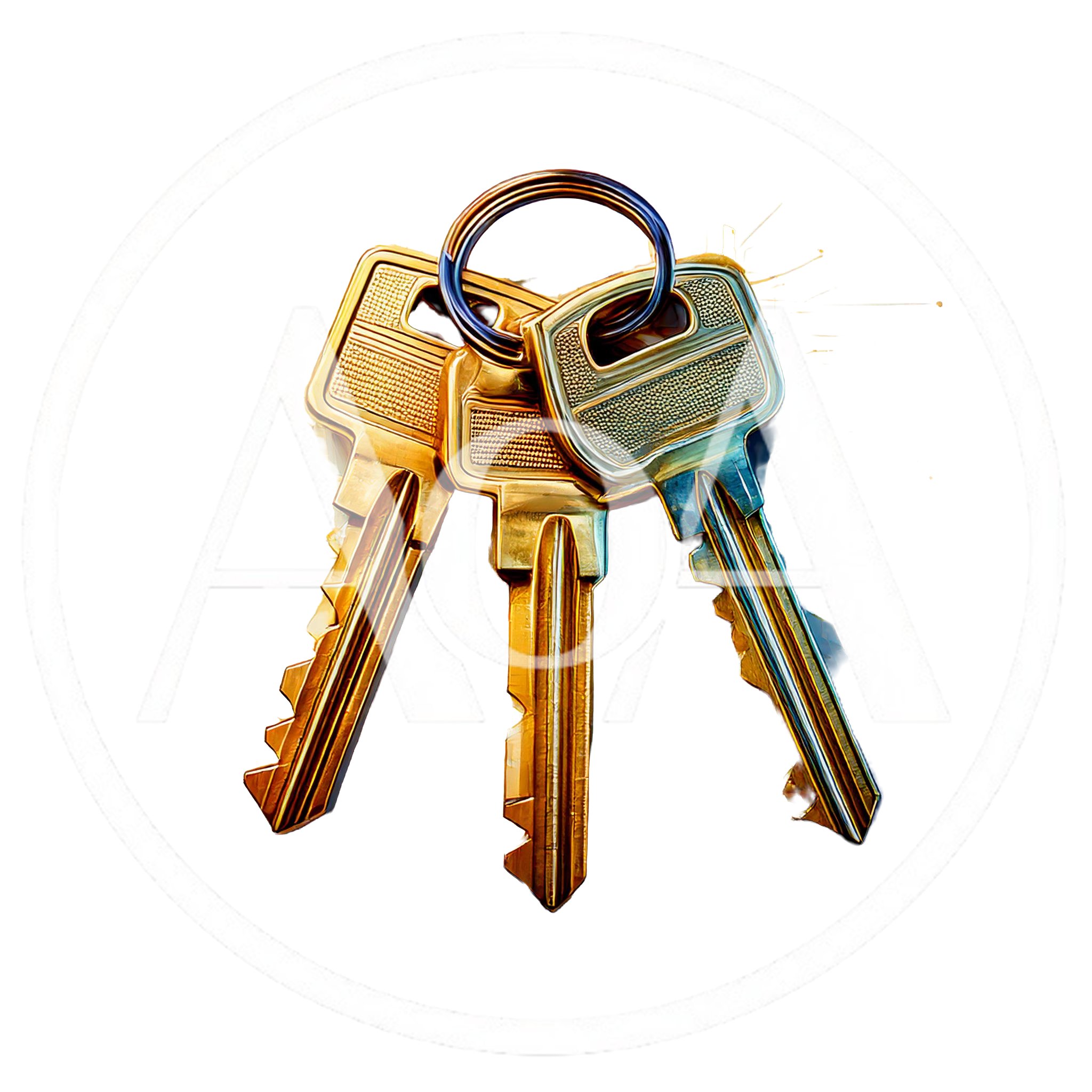 Three Brass Keys On A Metal Ring