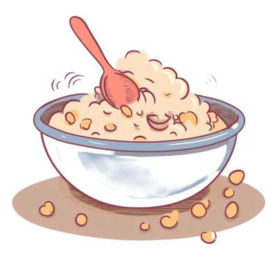 Bowl Of Oatmeal With A Wooden Spoon