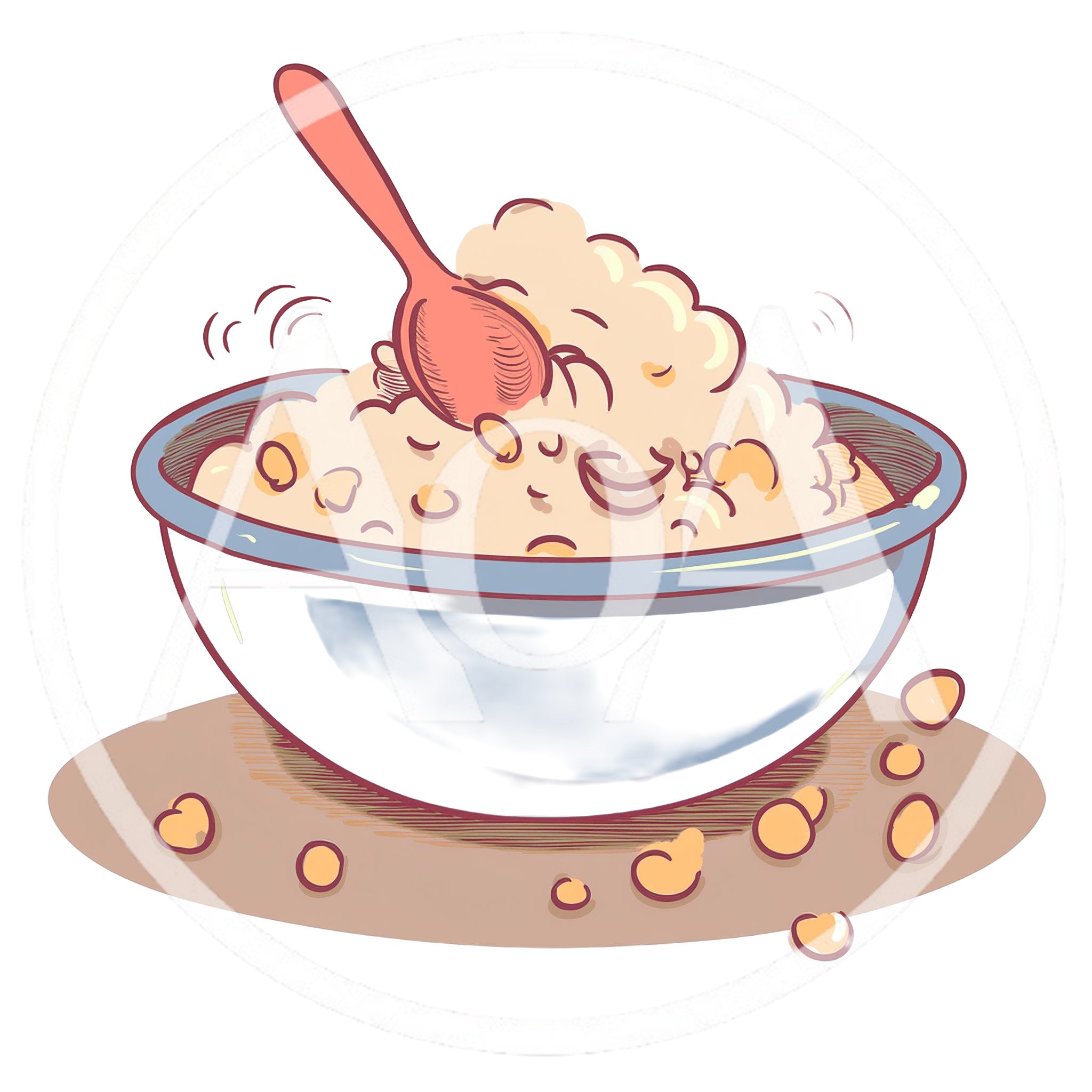 Bowl Of Oatmeal With A Wooden Spoon