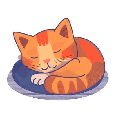 Cute Sleeping Orange Tabby Cat Illustration