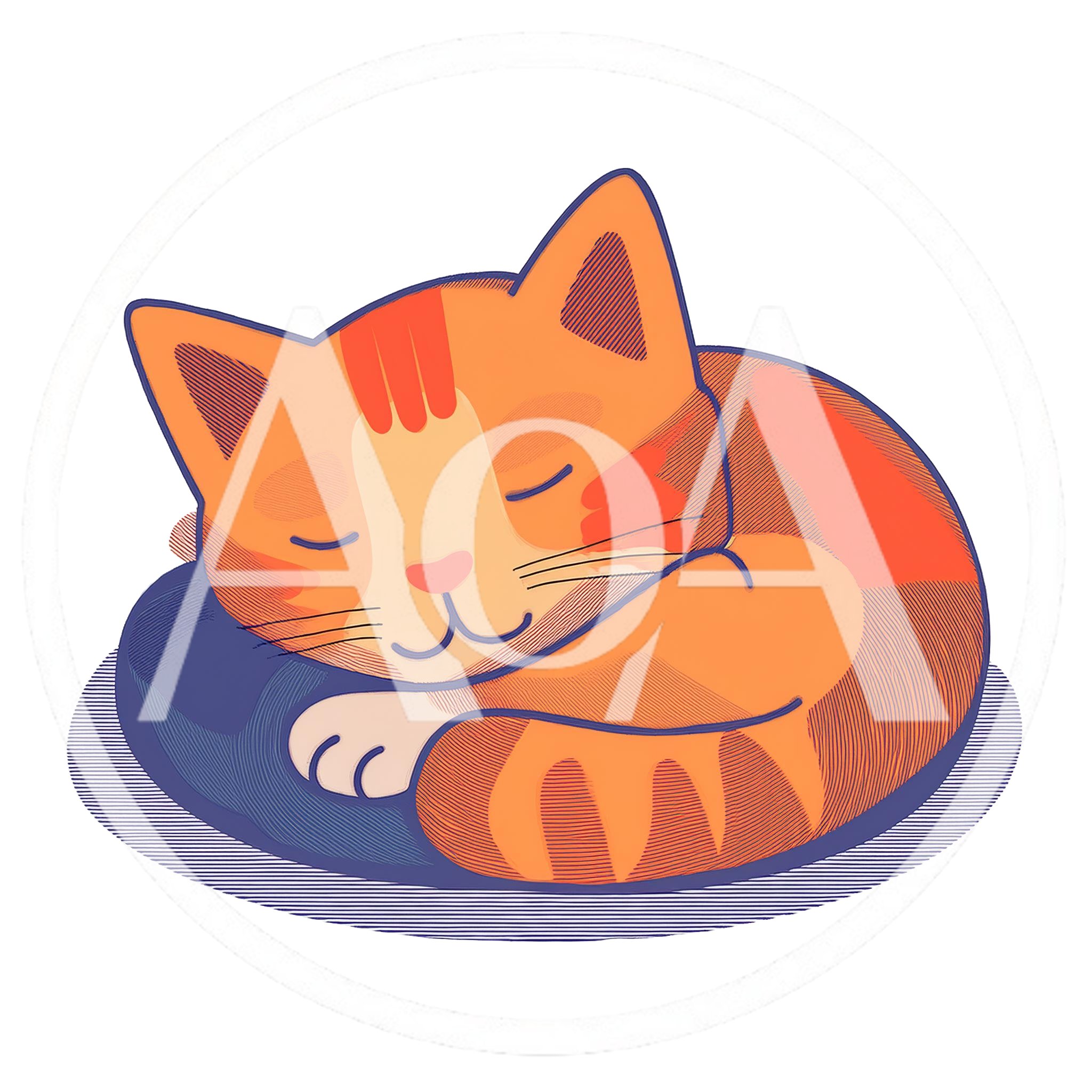 Cute Sleeping Orange Tabby Cat Illustration