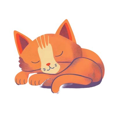 Cute Sleeping Orange Tabby Cat Illustration
