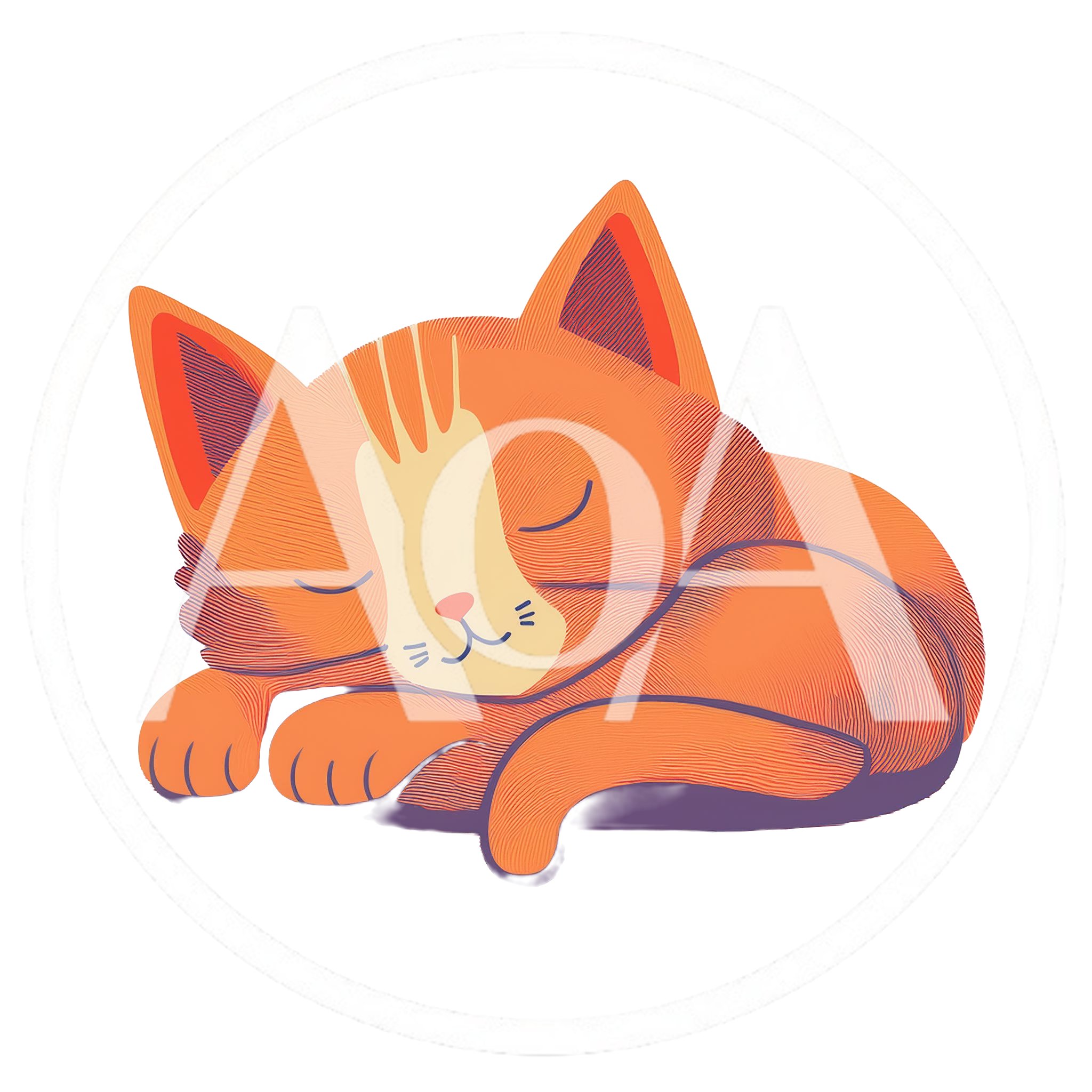 Cute Sleeping Orange Tabby Cat Illustration