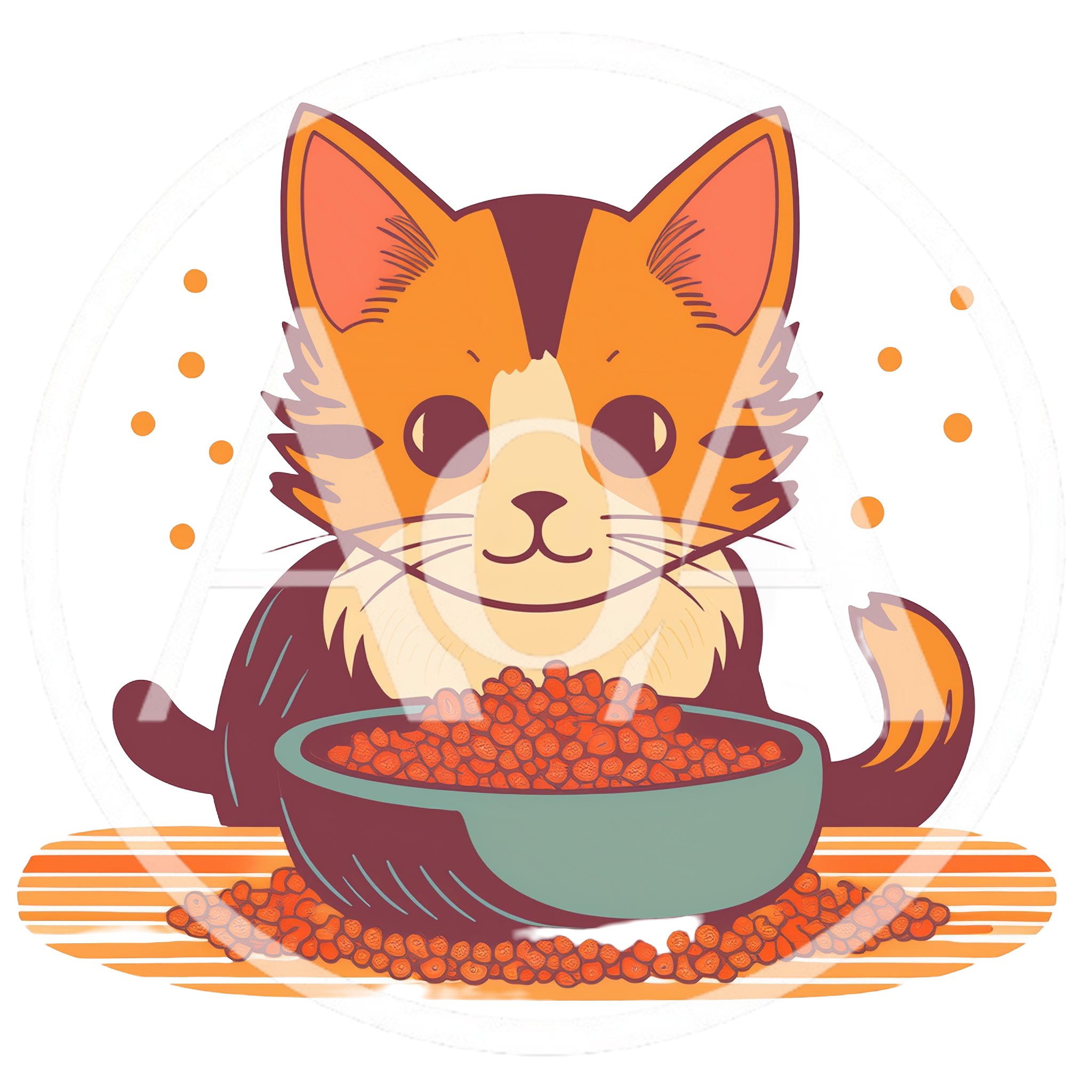 Cute Calico Kitten Eating From A Bowl