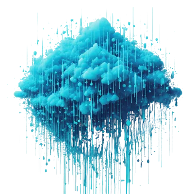 Abstract Blue Cloud With Dripping Paint Effect