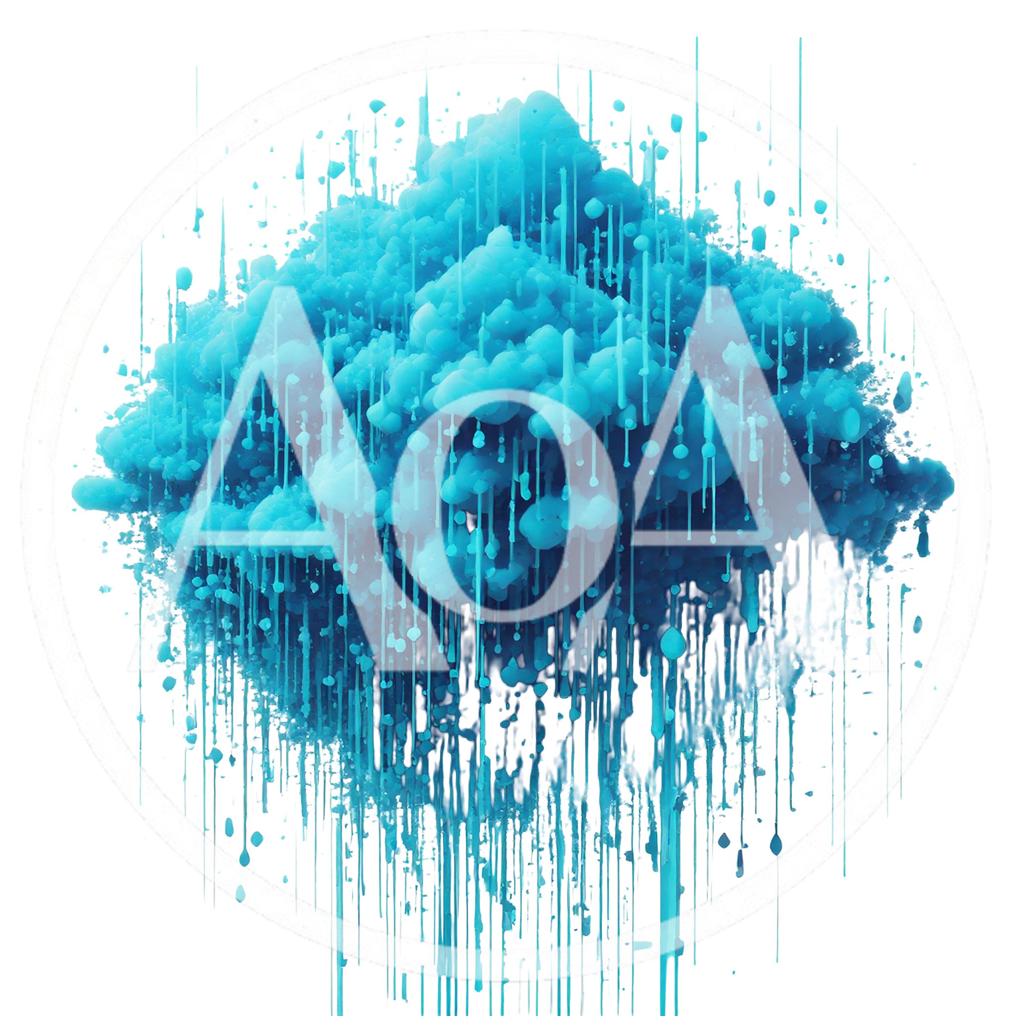 Abstract Blue Cloud With Dripping Paint Effect
