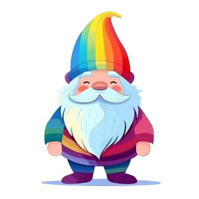 Cute Rainbow Gnome Illustration