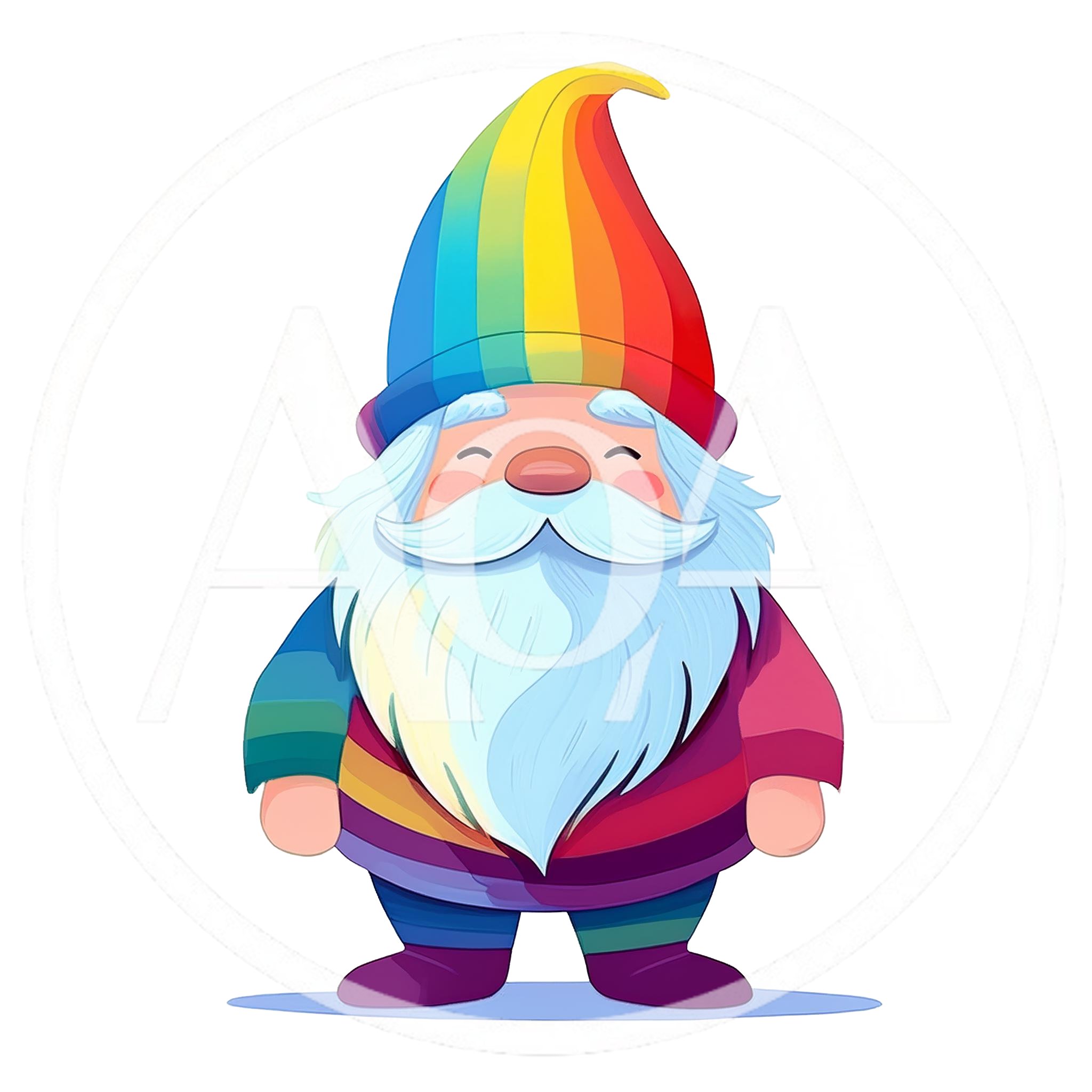 Cute Rainbow Gnome Illustration
