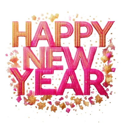 Happy New Year Text With Glittering Stars