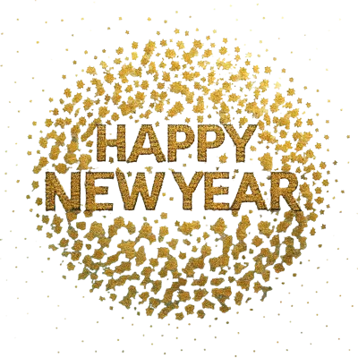 Happy New Year Gold Glitter Text Design