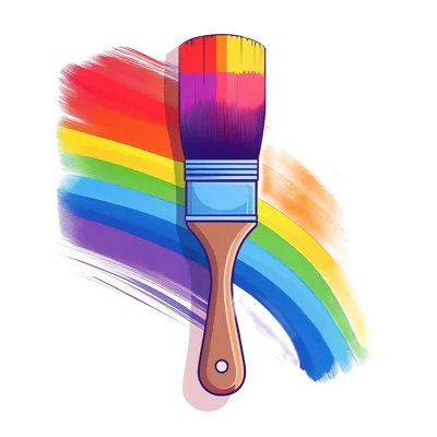 Paintbrush Creating A Vibrant Rainbow Stroke Illustration