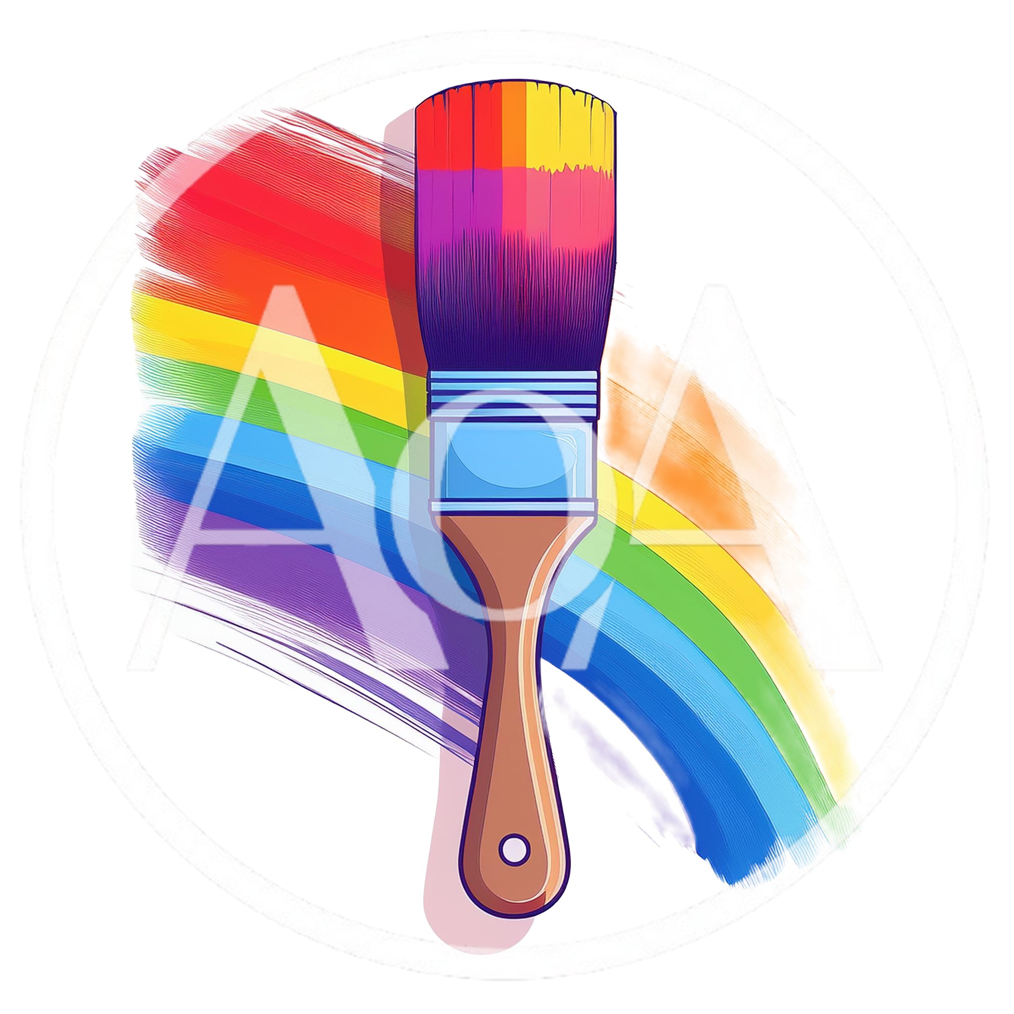 Paintbrush Creating A Vibrant Rainbow Stroke Illustration