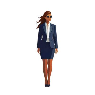 Professional Businesswoman Walking In A Dark Suit