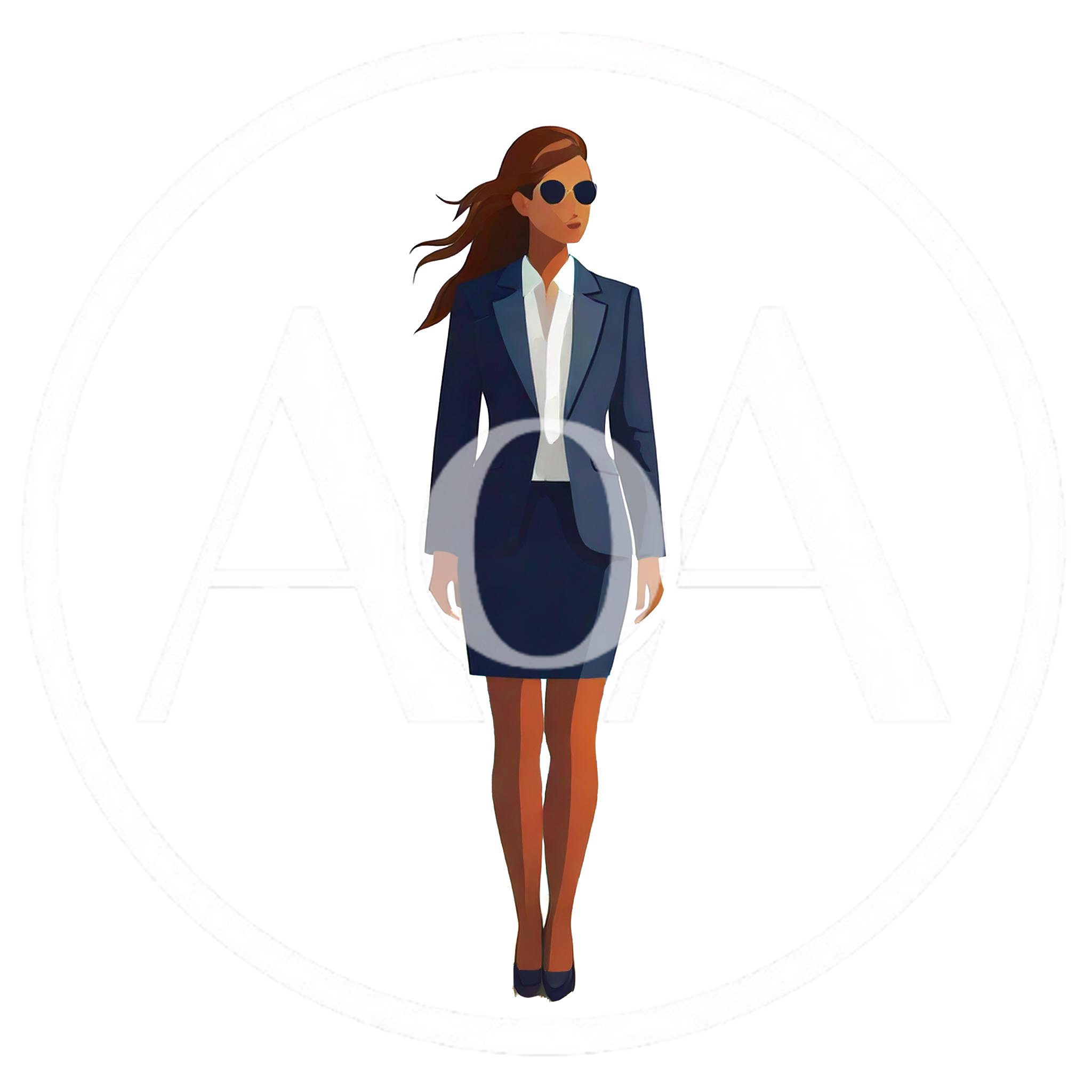 Professional Businesswoman Walking In A Dark Suit