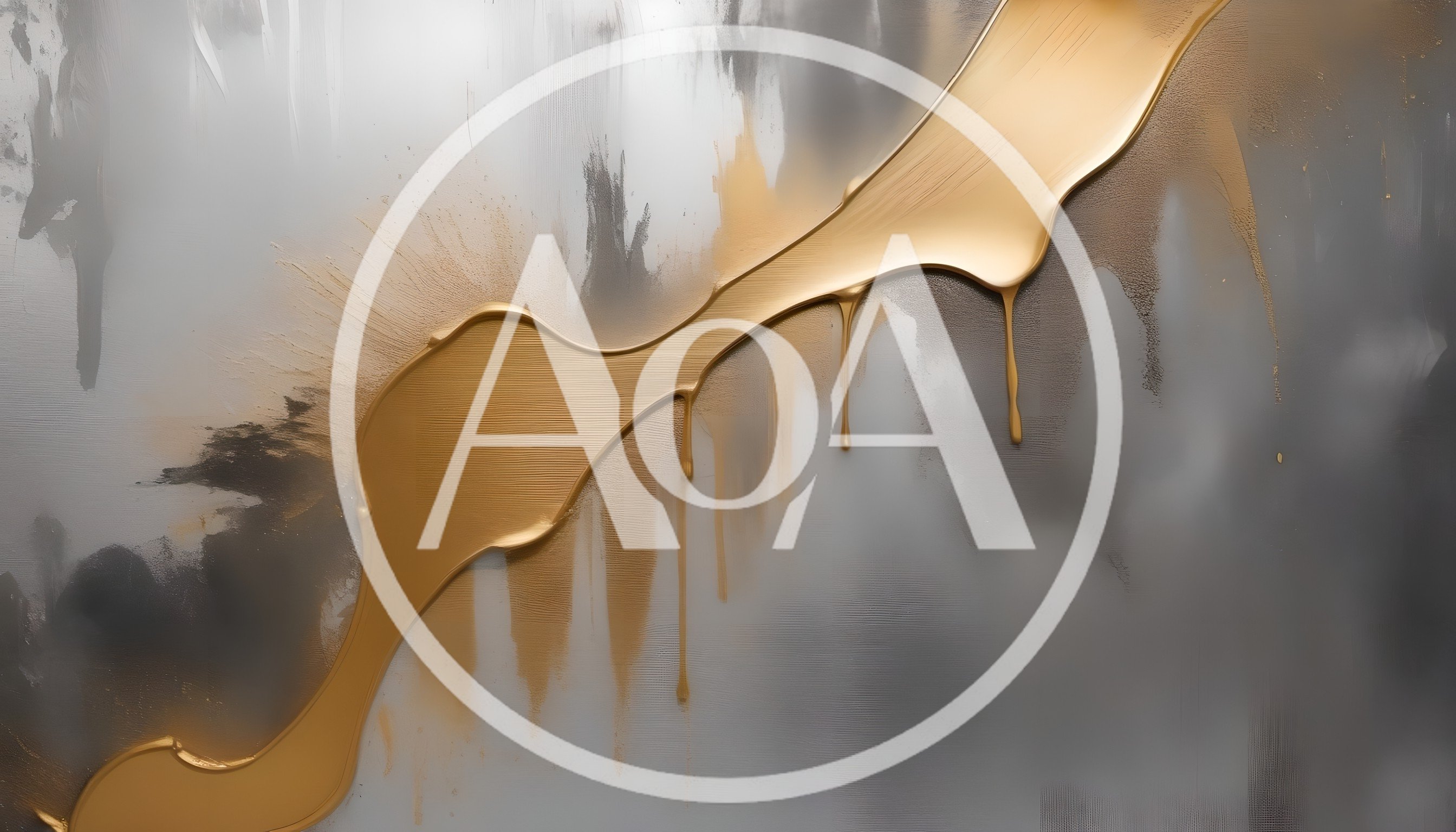 Abstract Gold Paint Drip On Grey Textured Background
