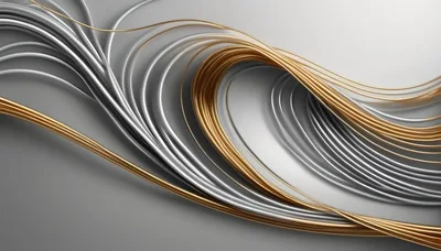 Abstract Flowing Metallic Gold And Silver Wires