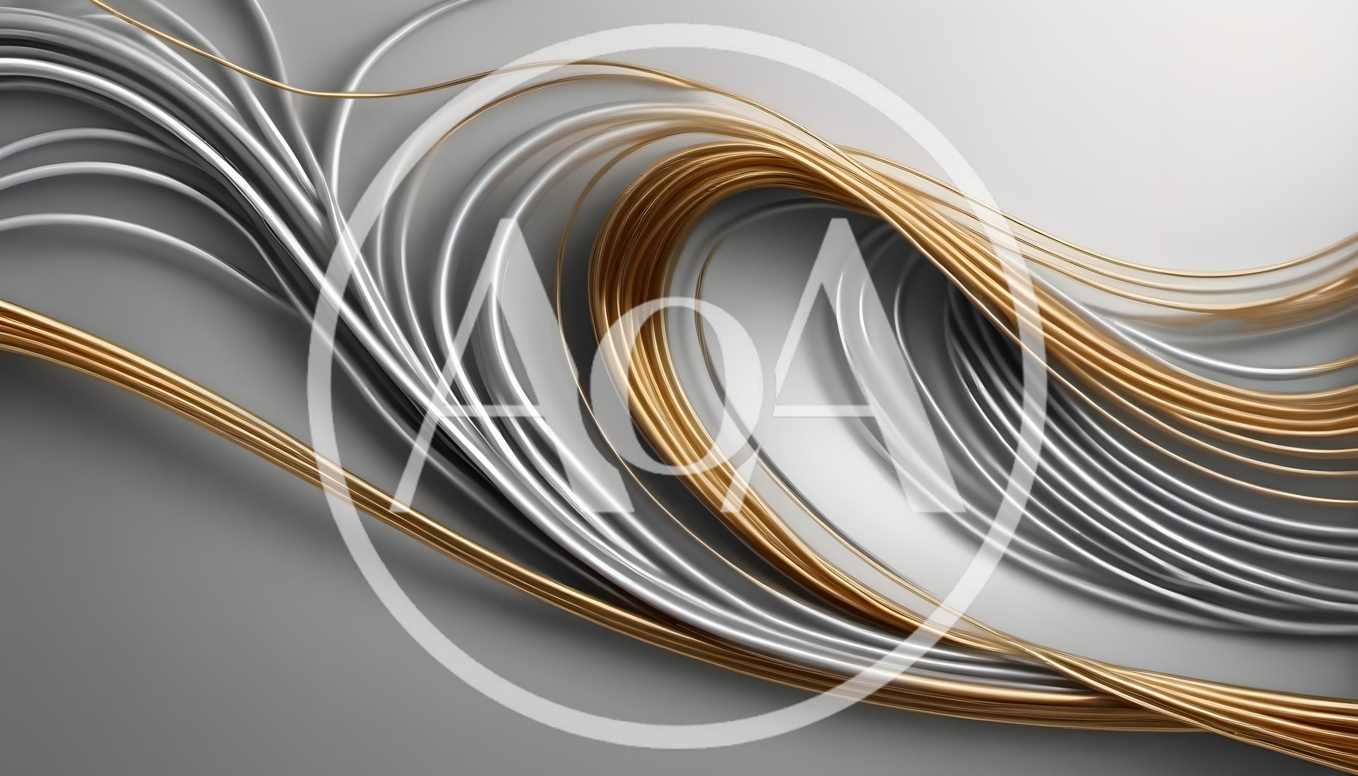 Abstract Flowing Metallic Gold And Silver Wires