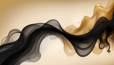 Abstract Flowing Black And Gold Ink Swirls