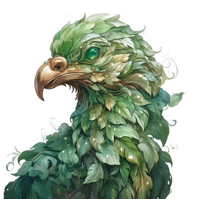 Stylized Green Leafy Eagle Portrait Illustration