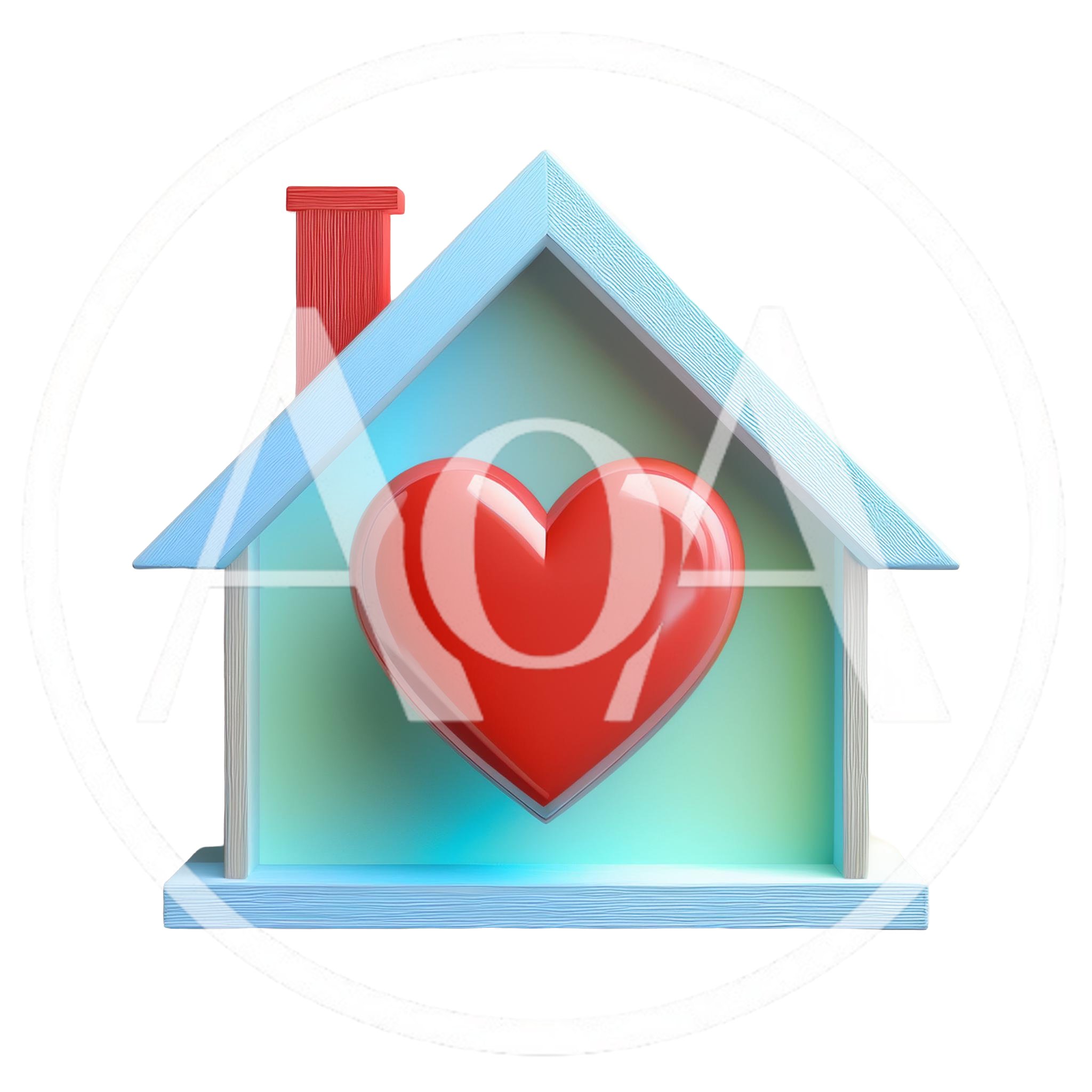 3D Rendered House Icon With Red Heart