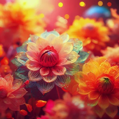 Vibrant Abstract Floral Garden With Glowing Petals