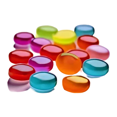 Colorful Translucent Hard Candies Scattered on White Surface