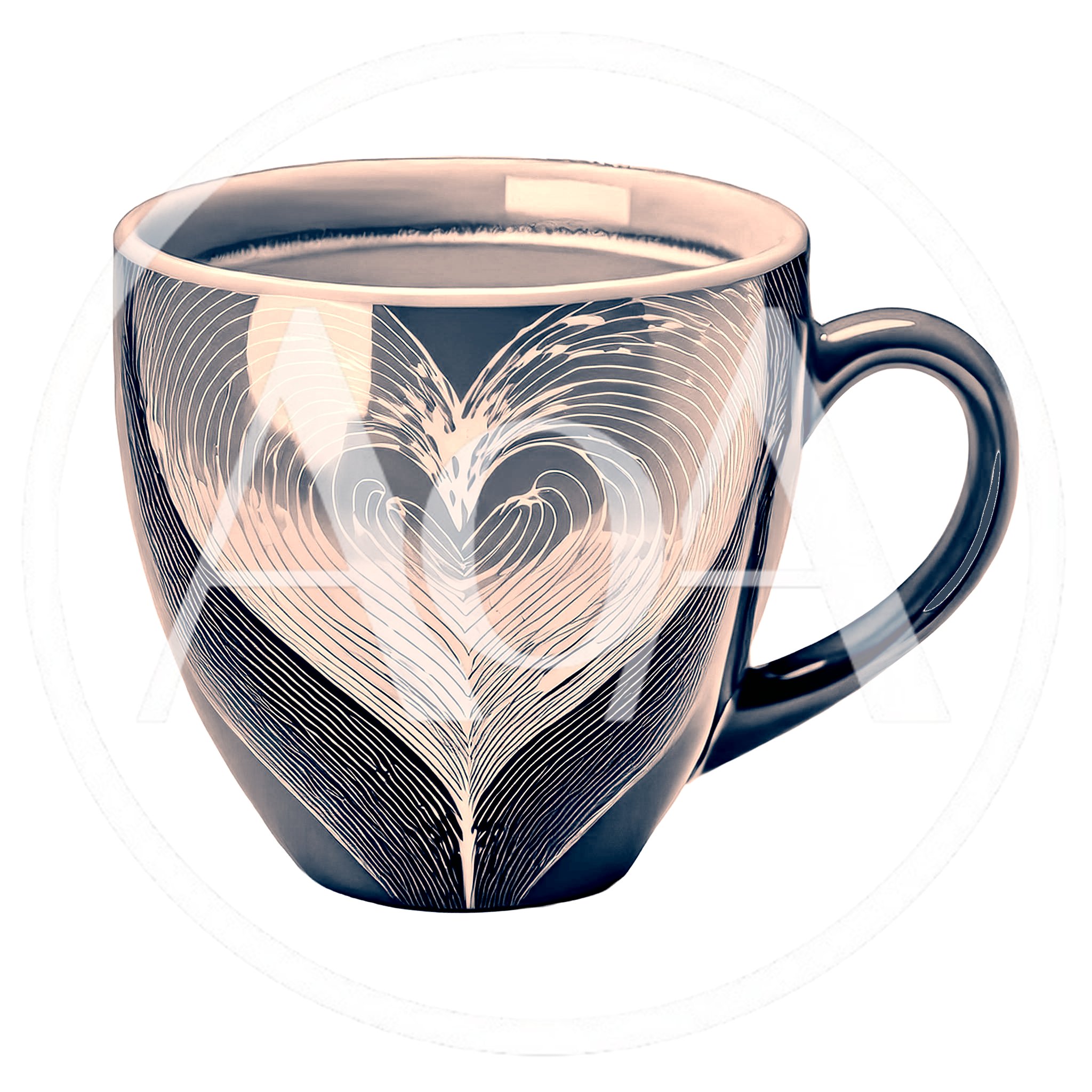 Ceramic Coffee Mug With Heart Pattern