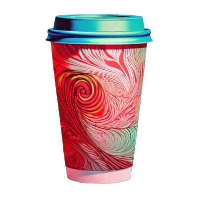 Disposable Coffee Cup With Abstract Swirling Red Pattern