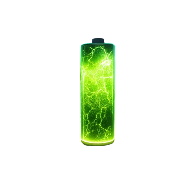 Glowing Green Electric Battery With Lightning Effects