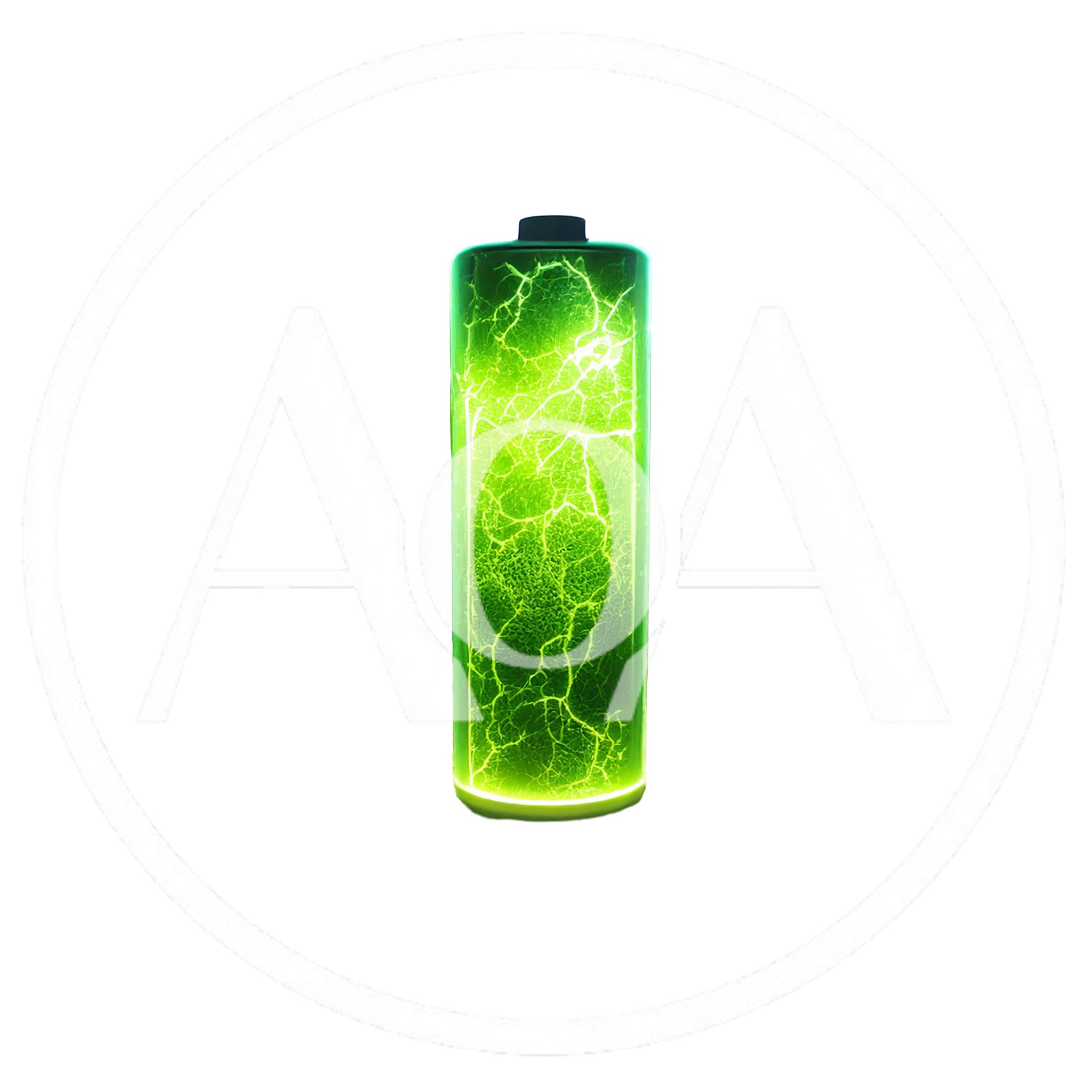 Glowing Green Electric Battery With Lightning Effects
