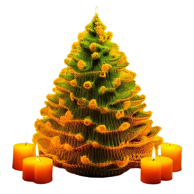 Decorative Christmas Tree Candle With Surrounding Votive Candles