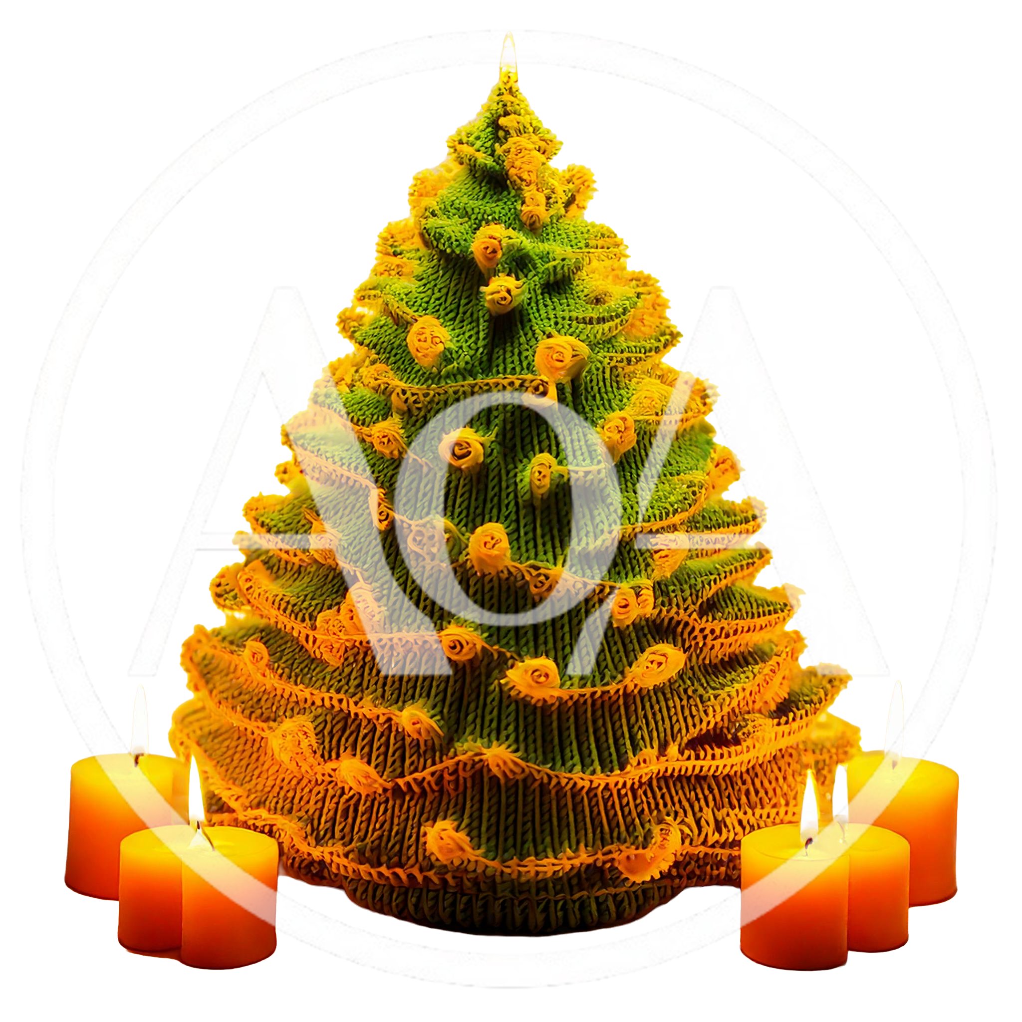Decorative Christmas Tree Candle With Surrounding Votive Candles