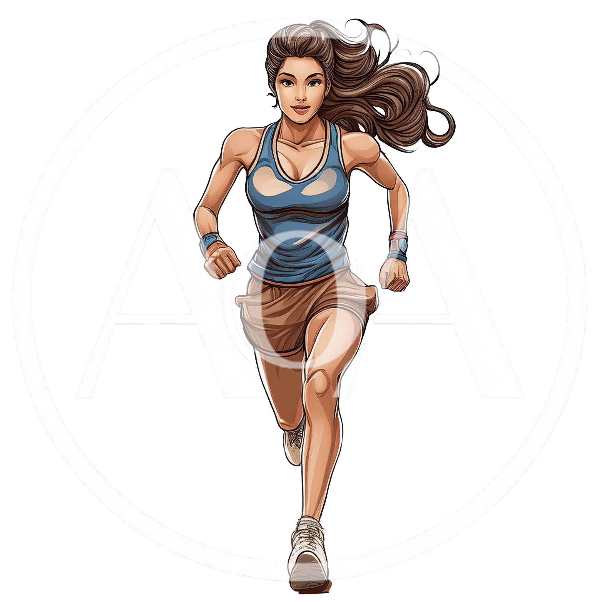 Illustration Of A Fit Woman Running Forward