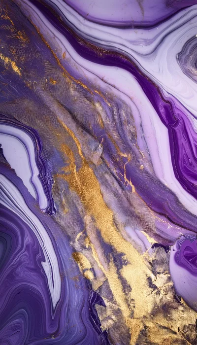 Abstract Purple And Gold Fluid Marble Texture