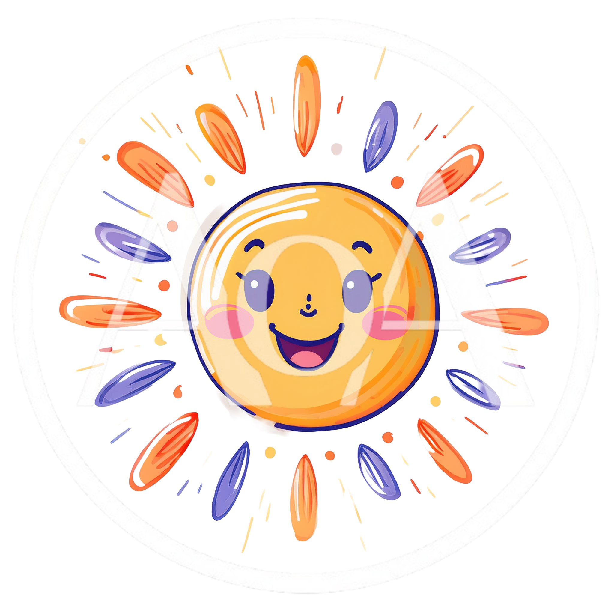 Cute Cartoon Sun Character With Smiling Face