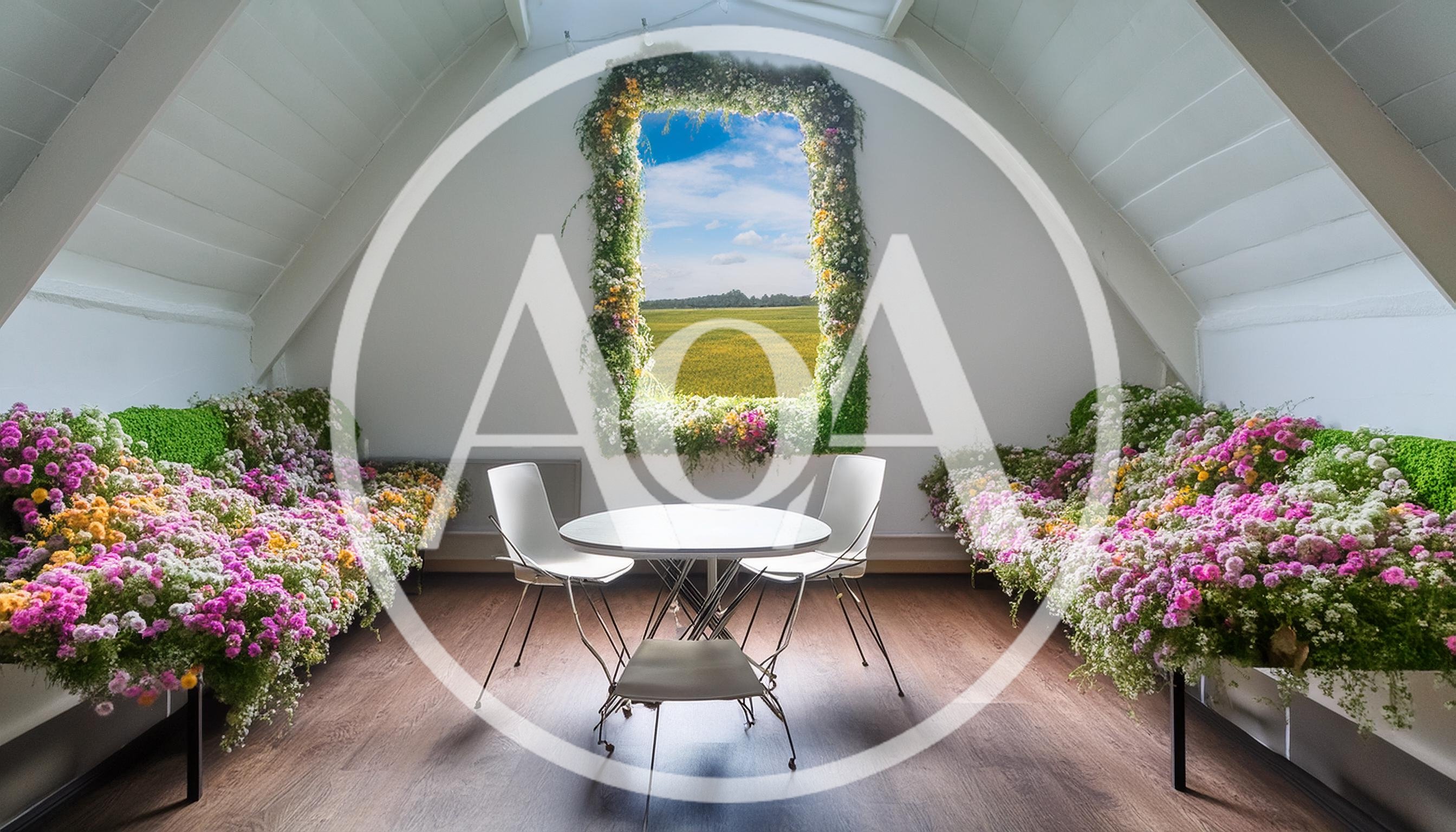 Modern Attic Room With Floral Decor And Window View