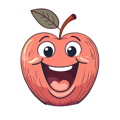 Cartoon Apple Character With A Happy Smiling Face