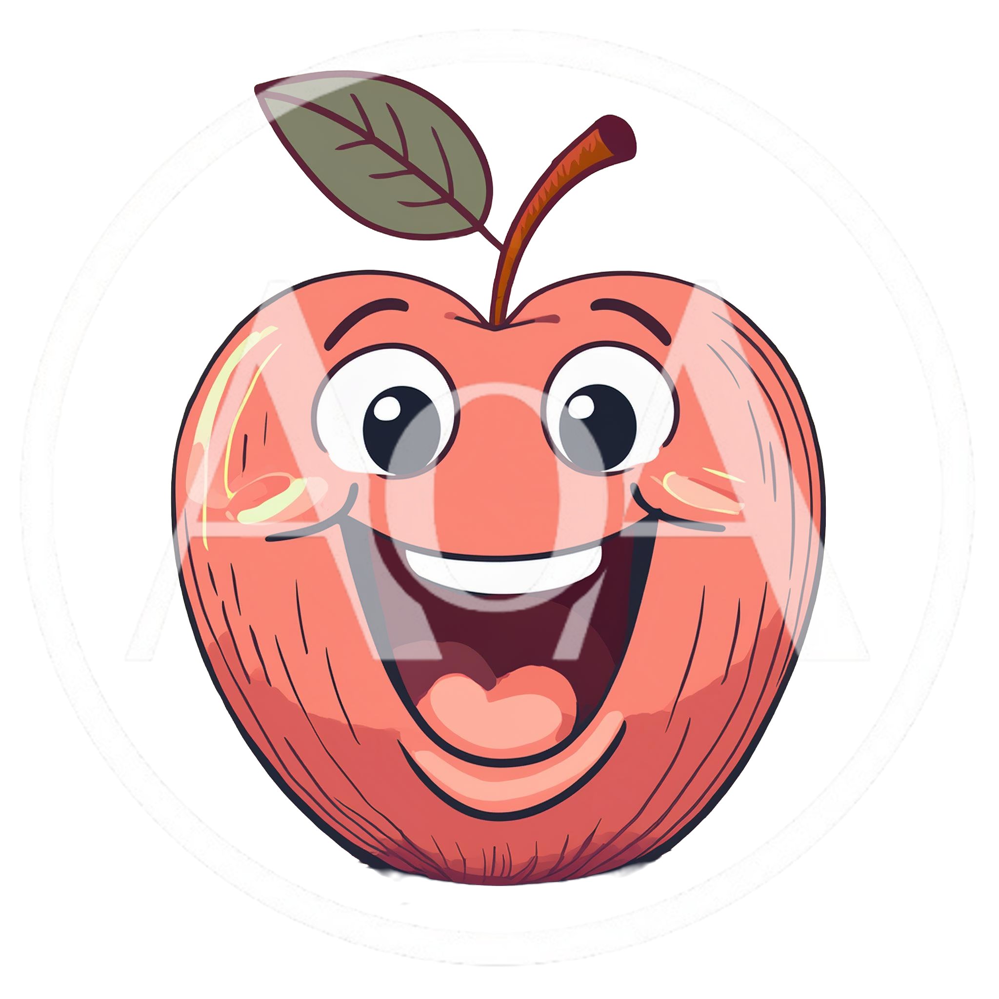 Cartoon Apple Character With A Happy Smiling Face