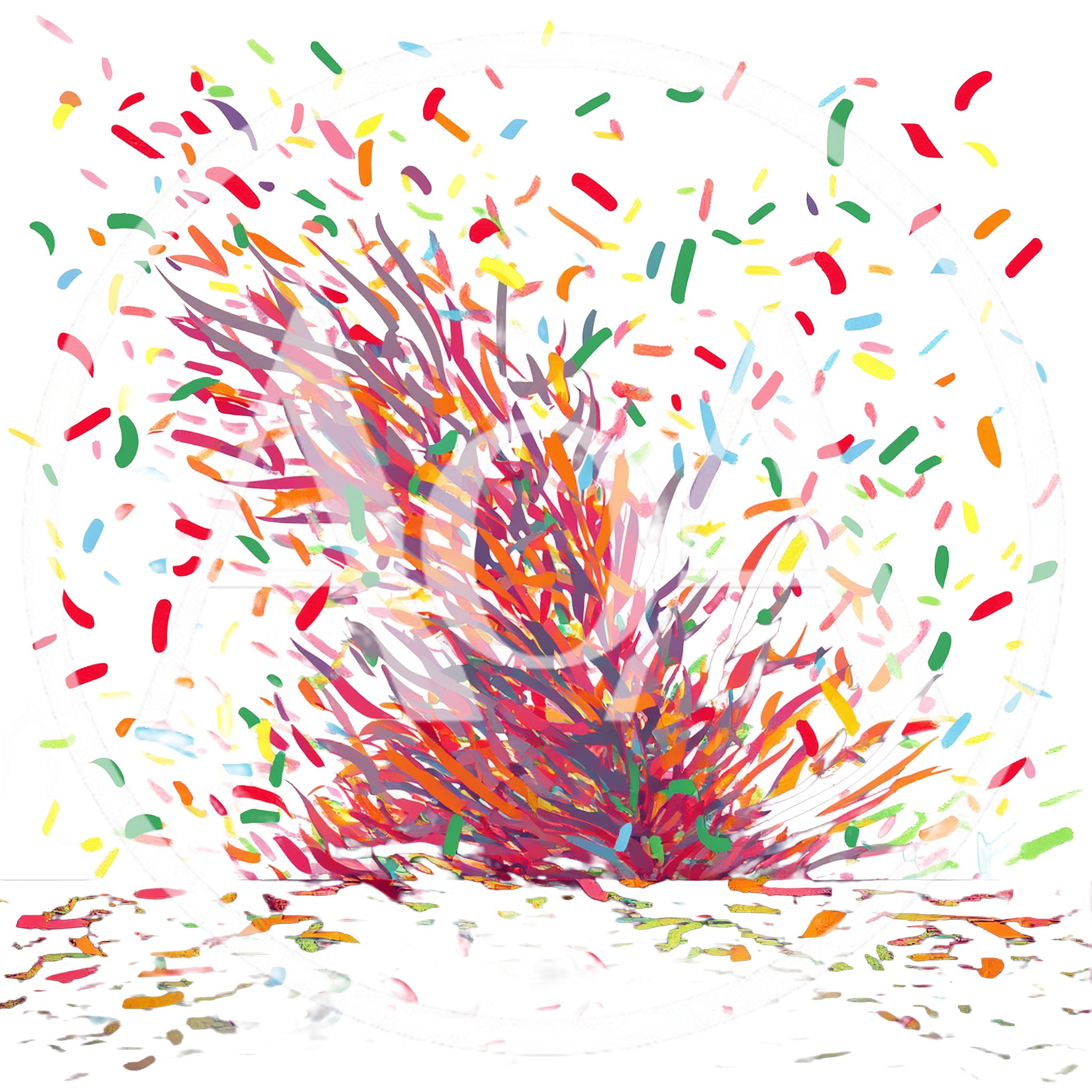 Colorful Confetti Explosion On White Background