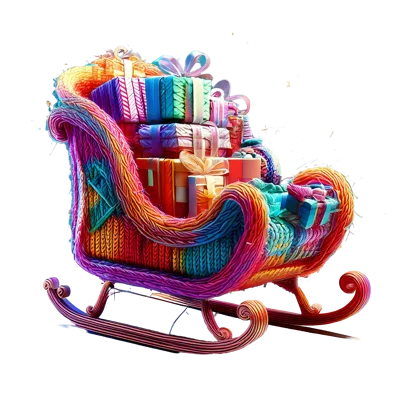Colorful Knitted Santa Sleigh With Christmas Gifts